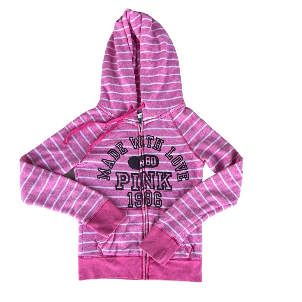 Pink Victoria’s Secret zip up hoodie womens small